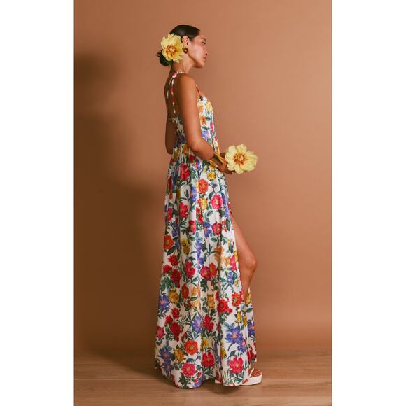 Show Me Your Mumu Juliet Maxi Dress in Charm Peony White Taffeta Sz S - Picture 2 of 15